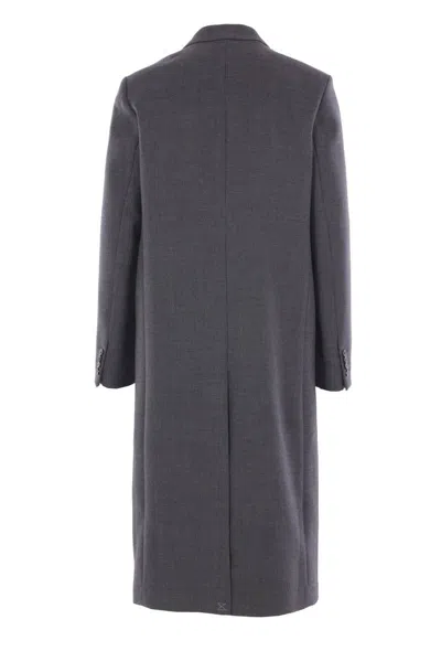 Dries Van Noten Grey Double-breasted Wool Coat Men In Gray