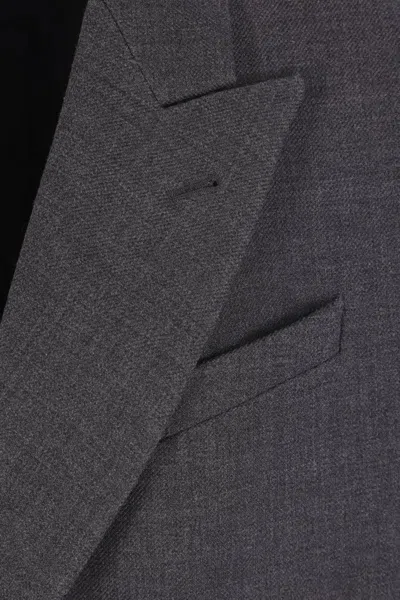 Dries Van Noten Grey Double-breasted Wool Coat Men In Gray