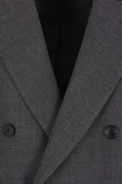 Dries Van Noten Grey Double-breasted Wool Coat Men In Gray