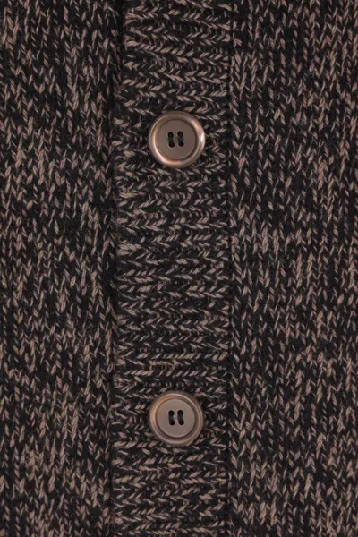 Our Legacy Brown Textured Wool Cardigan In Black