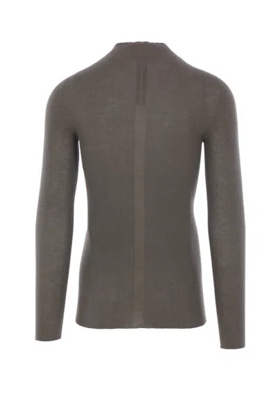 Rick Owens Ribbed High-neck Sweater In Gray