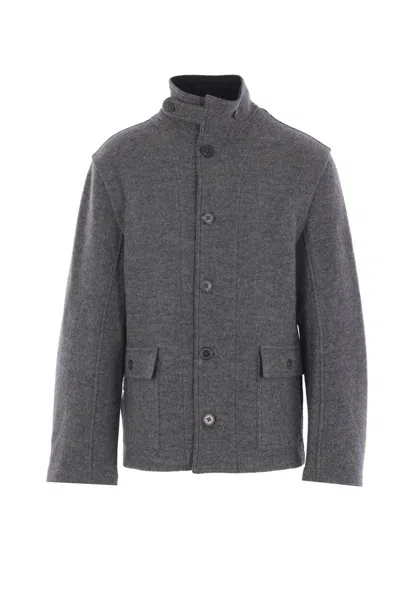 Diomene Virgin-wool High-neck Jacket In Gray