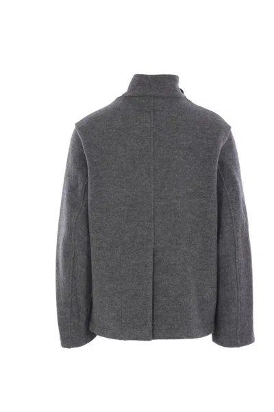 Diomene Virgin-wool High-neck Jacket In Gray