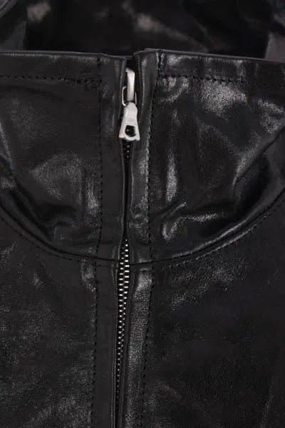 Auralee Black Lamb Leather Zip Blouson Jacket In Black