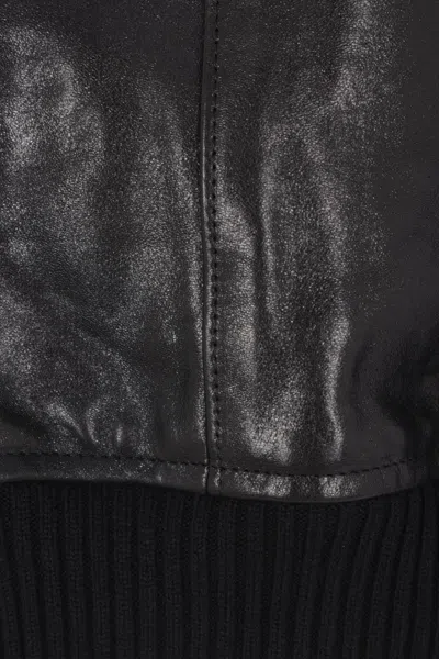Auralee Black Lamb Leather Zip Blouson Jacket In Black