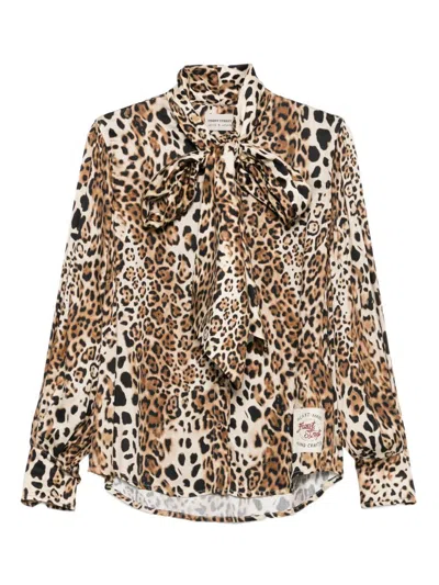 Front Street 8 Bow-tie Printed Blouse In Animal Print
