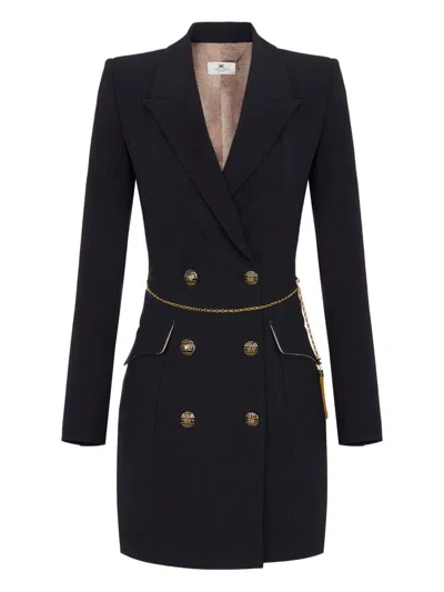 Elisabetta Franchi Chain-embellished Double-breasted Dress In Black