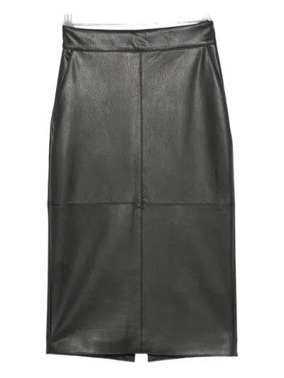 Elisabetta Franchi Leather Pencil Skirt In Black