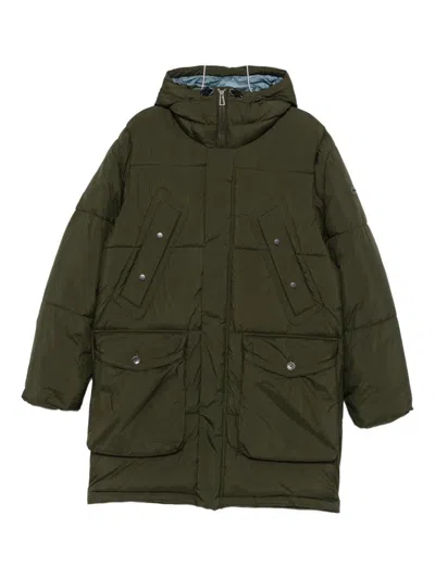 Paul Smith Quilted Hooded Long Parka Coat In Green