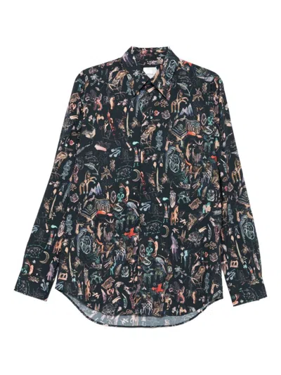 Paul Smith Animal-print Long-sleeved Shirt In Multi