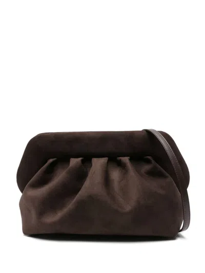 Themoirè Pleated Clutch Bag In Brown