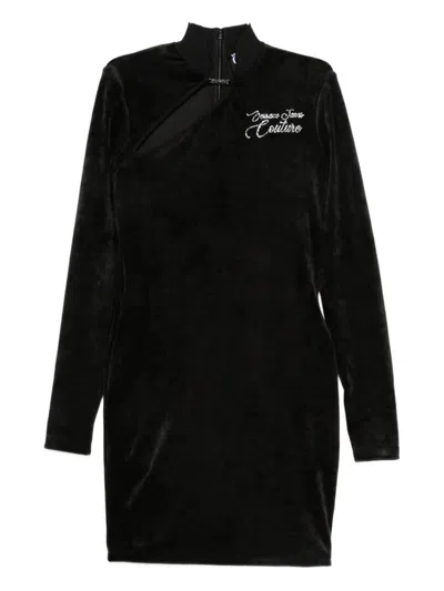 Versace Jeans Couture Cut-out Long-sleeve Mini Dress In Black