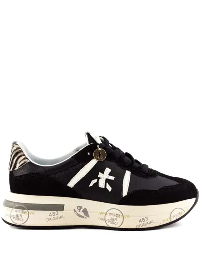Premiata Cassie Zebra-panel Leather Sneakers In Multi