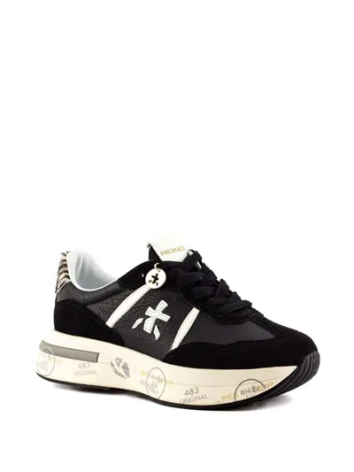 Premiata Cassie Zebra-panel Leather Sneakers In Multi
