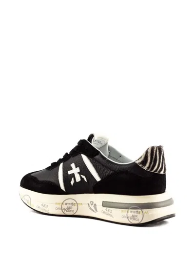 Premiata Cassie Zebra-panel Leather Sneakers In Multi