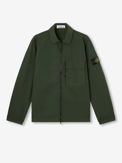 Stone Island Jacket With Compass Application In Green