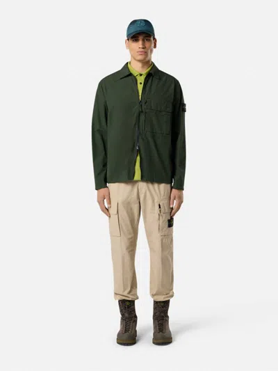 Stone Island Jacket With Compass Application In Green