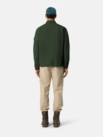 Stone Island Jacket With Compass Application In Green