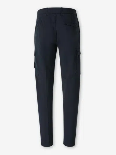 Stone Island Cotton Trousers With Logo In Blue