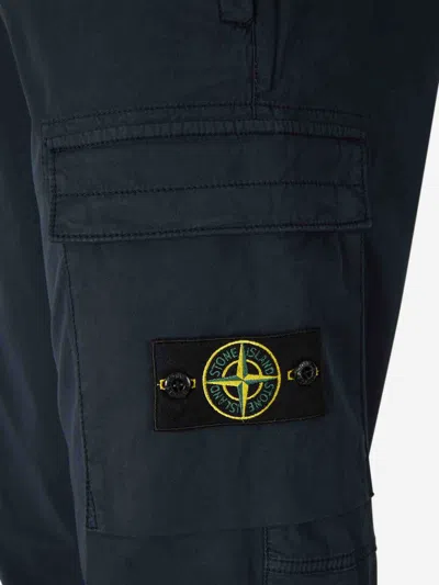 Stone Island Cotton Trousers With Logo In Blue