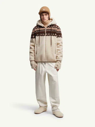 Moncler Men Jacquard Hoodie Multicolour In Neutral
