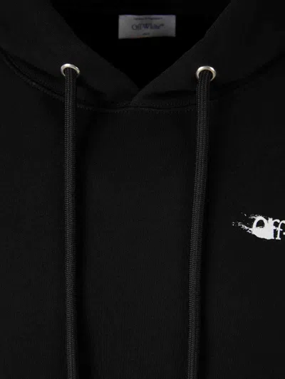 Off-white Ink Arrow Black Cotton Skate Hoodie With Loose Fit In Black