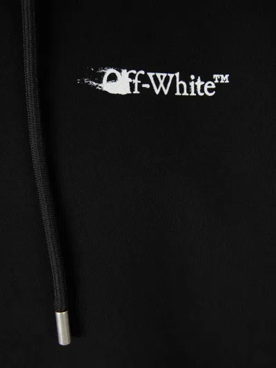 Off-white Ink Arrow Black Cotton Skate Hoodie With Loose Fit In Black