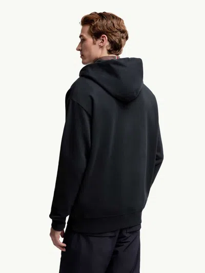 Moncler Grenoble Logo Embroidered Long-sleeved Hoodie In Black