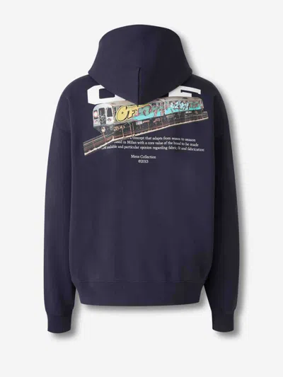 Off-white Graphic-print Hoodie In Blue