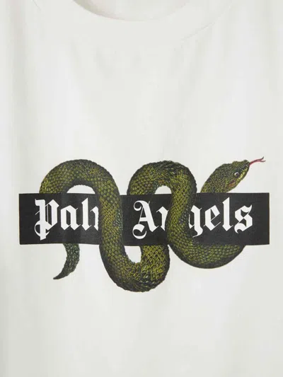 Palm Angels White Cotton T-shirt In White