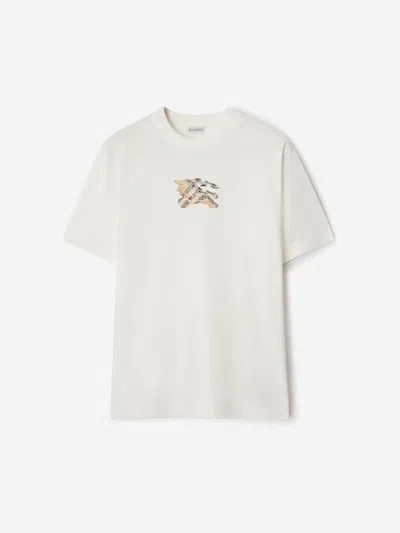 Burberry Equestrian Knight Design Cotton T-shirt In White