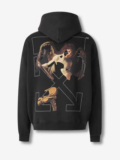 Off-white Washed Black Cupid Arrow Skate Logo Hoodie