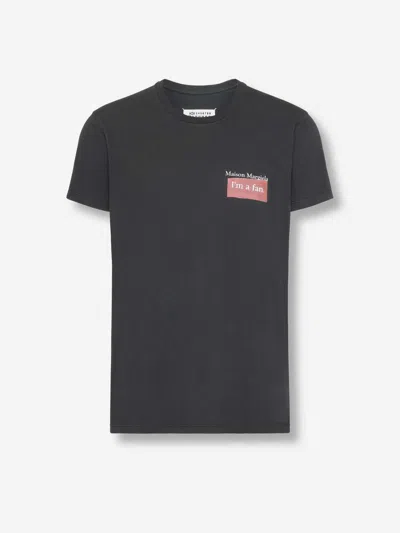 Maison Margiela Charcoal Brand-print Crewneck Cotton-jersey T-shirt In Black