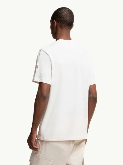 Moncler Cotton T-shirt With Embroidered Tricolour Logo In White