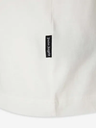 Palm Angels Crew Neck T-shirt With Spray-paint Effect Logo Detail In White