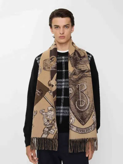 Burberry Etched Knight Cashmere Scarf In Brown