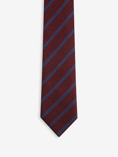 Zegna Patterned Silk Tie In Burgundy