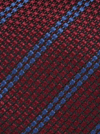 Zegna Patterned Silk Tie In Burgundy