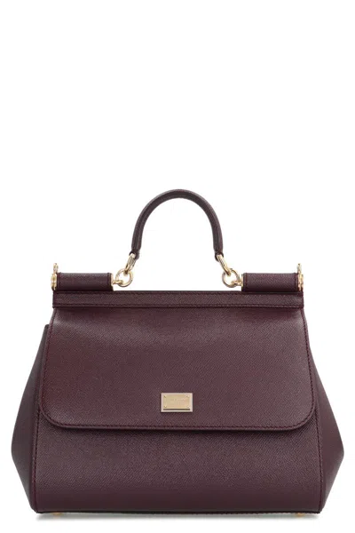 Dolce & Gabbana Sicily Big Leather Handbag In Burgundy