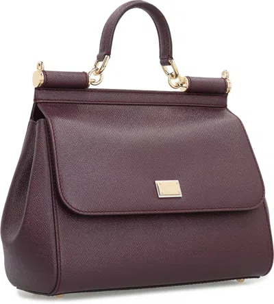 Dolce & Gabbana Sicily Big Leather Handbag In Burgundy