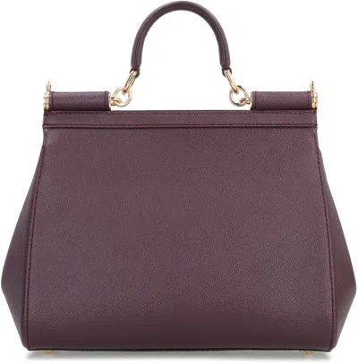 Dolce & Gabbana Sicily Big Leather Handbag In Burgundy