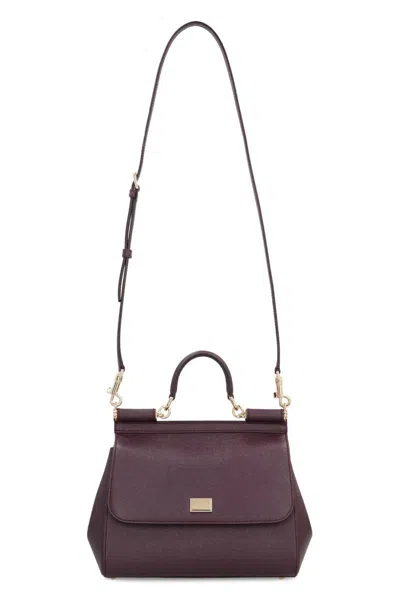Dolce & Gabbana Sicily Big Leather Handbag In Burgundy
