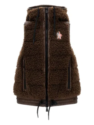 Moncler Hooded Fleece Vest In Multi
