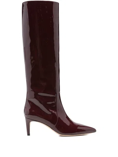 Paris Texas Knee High Stiletto Heel Boots In Burgundy