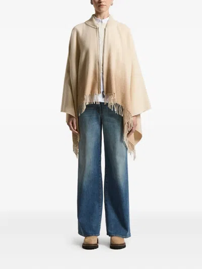Peserico Zip-front Fringed Cape In Neutral