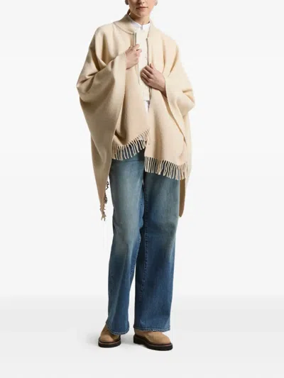 Peserico Zip-front Fringed Cape In Neutral
