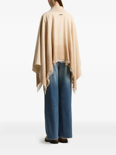 Peserico Zip-front Fringed Cape In Neutral