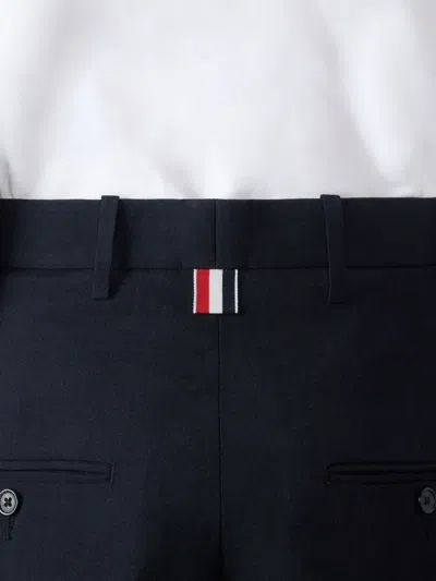 Thom Browne Sack Cuff Wool Twill Trousers In Blue