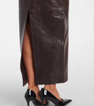 Khaite Midi-length Lamb Leather Skirt With High Waist In Black