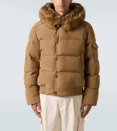 Moncler Down Luynes Puffer Jacket In Brown